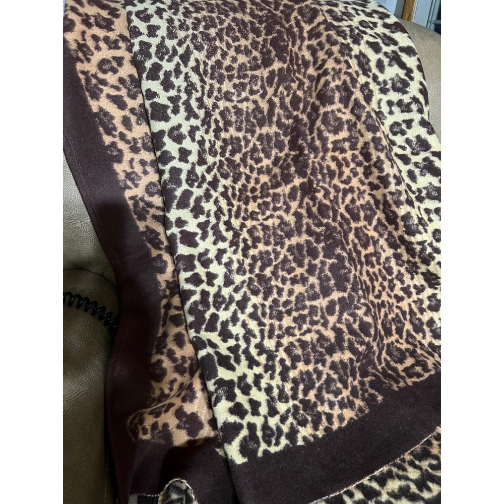 Vintage  Leopard Print Wool Blanket Throw Soft Cozy Warm Accent Home Decor 49x71